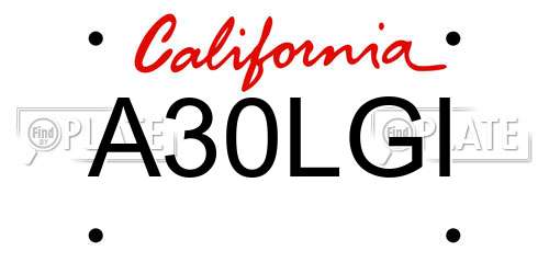 A30LGI California License Plate