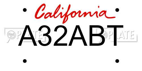 A32ABT California License Plate