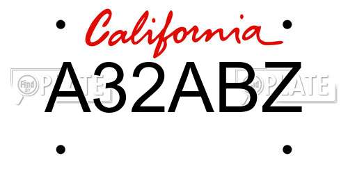 A32ABZ California License Plate