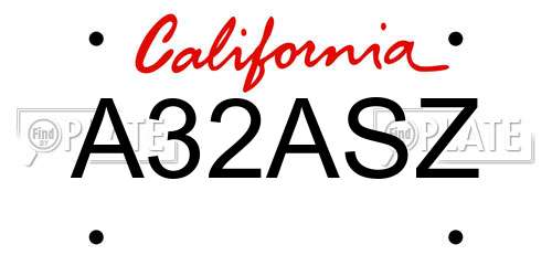 A32ASZ California License Plate