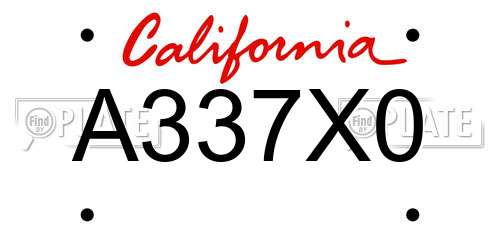 A337X0 California License Plate