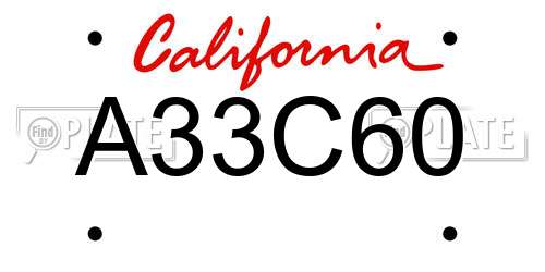 A33C60 California License Plate