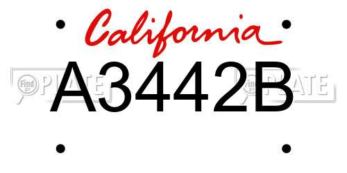 A3442B California License Plate