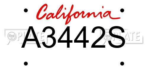 A3442S California License Plate