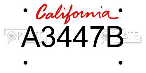A3447B California License Plate