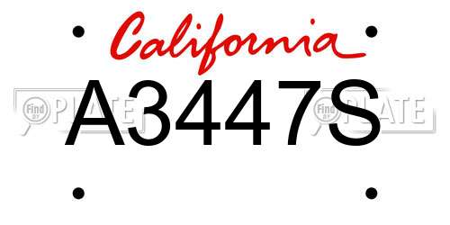 A3447S California License Plate