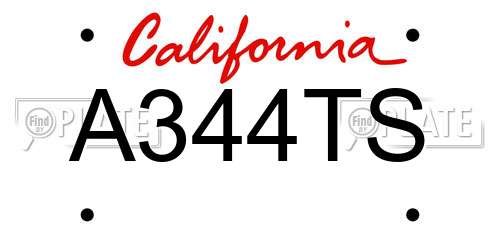 A344TS California License Plate