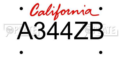 A344ZB California License Plate