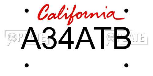 A34ATB California License Plate