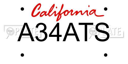 A34ATS California License Plate
