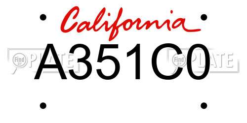 A351C0 California License Plate