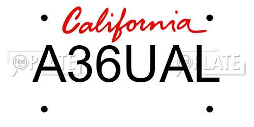 A36UAL California License Plate