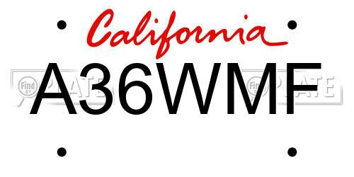A36WMF California License Plate