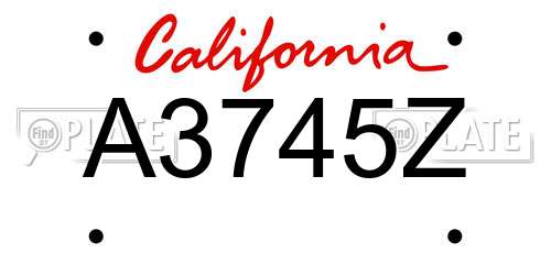 A3745Z California License Plate