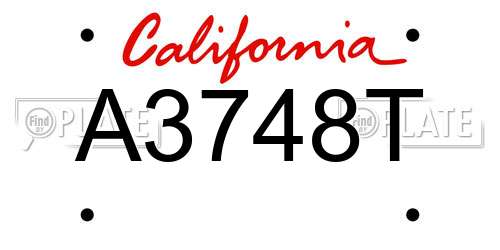 A3748T California License Plate
