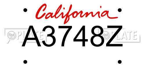 A3748Z California License Plate