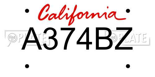 A374BZ California License Plate