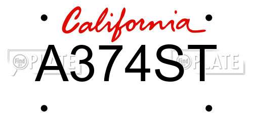 A374ST California License Plate