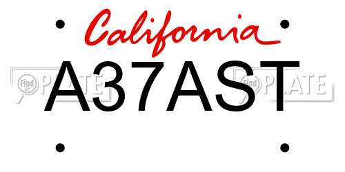 A37AST California License Plate