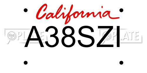 A38SZI California License Plate
