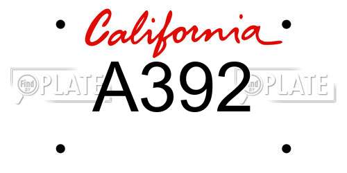 A392 California License Plate