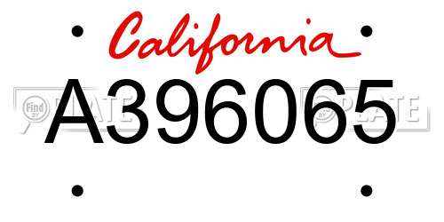 A396065 California License Plate