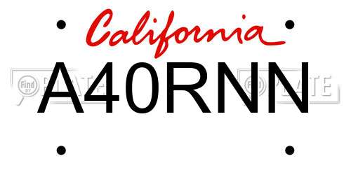 A40RNN California License Plate