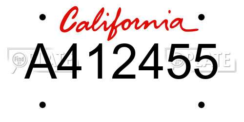 A412455 California License Plate