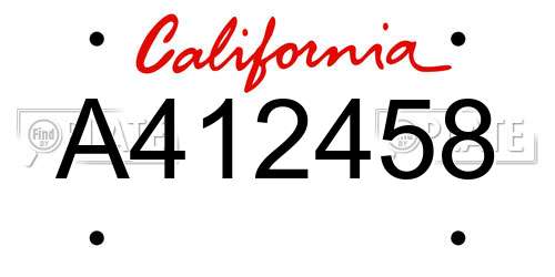 A412458 California License Plate