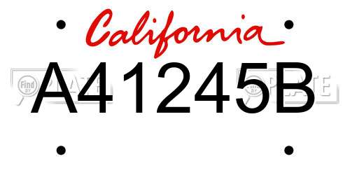 A41245B California License Plate