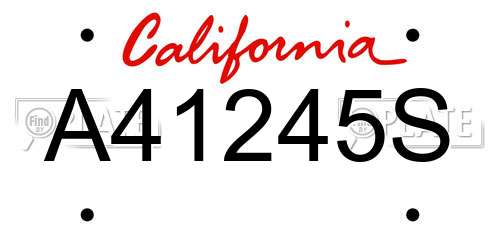 A41245S California License Plate