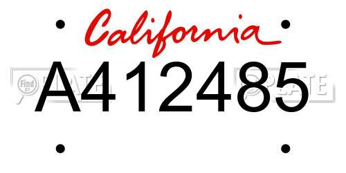 A412485 California License Plate