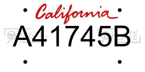 A41745B California License Plate