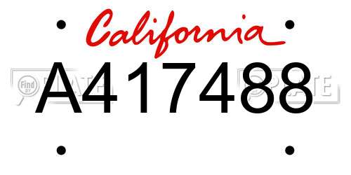 A417488 California License Plate