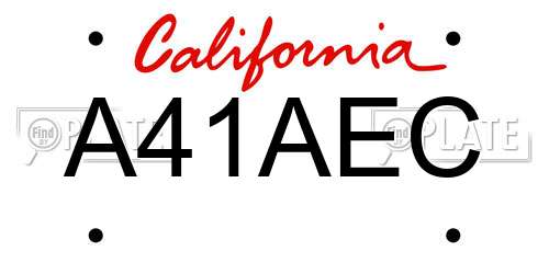 A41AEC California License Plate