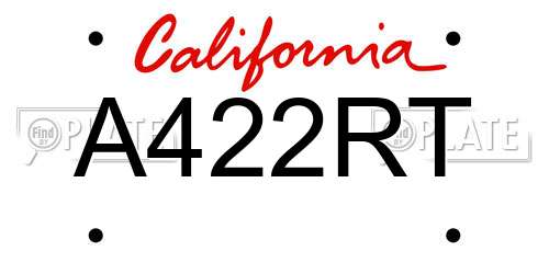 A422RT California License Plate