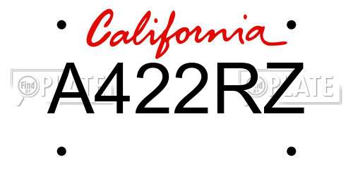 A422RZ California License Plate