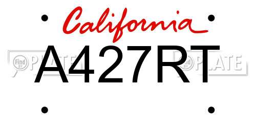 A427RT California License Plate