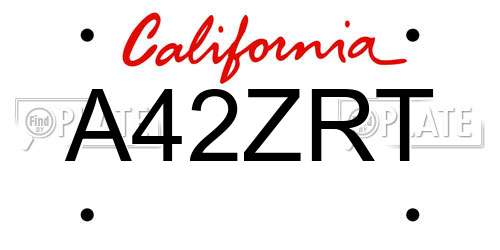 A42ZRT California License Plate