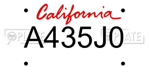 A435J0 California License Plate