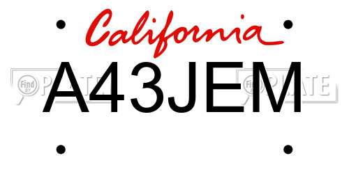 A43JEM California License Plate