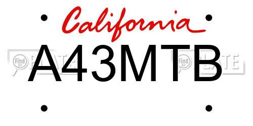 A43MTB California License Plate