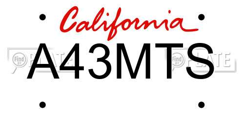 A43MTS California License Plate