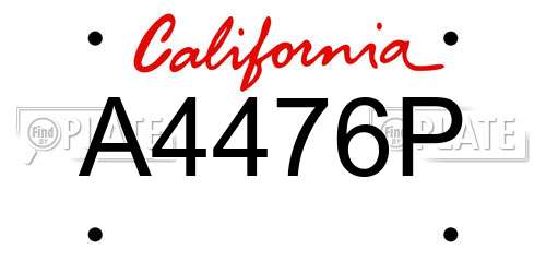A4476P California License Plate