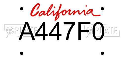 A447F0 California License Plate