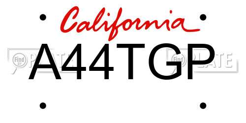 A44TGP California License Plate