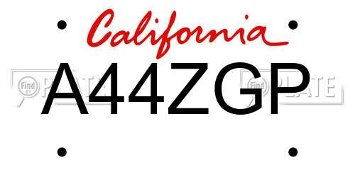 A44ZGP California License Plate