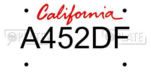 A452DF California License Plate