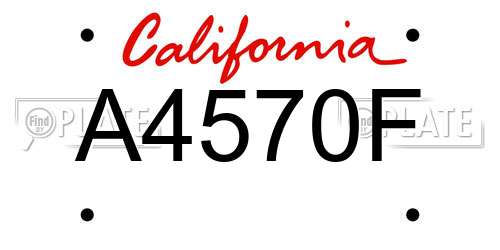 A4570F California License Plate