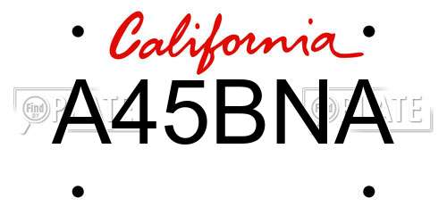 A45BNA California License Plate
